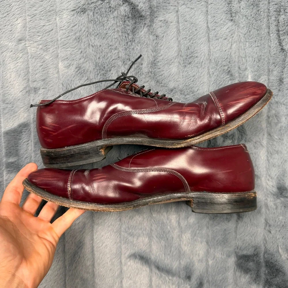 Allen Edmonds Park Avenue Burgundy Leather Cap Toe Oxford Shoes Mens 11 EE 5675